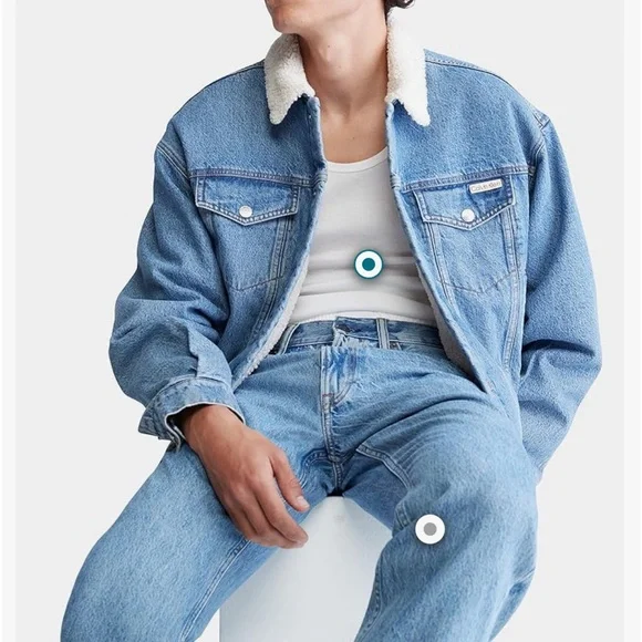 Calvin Klein Trucker Jacket in Casper Blue NWT - Picture 1 of 11